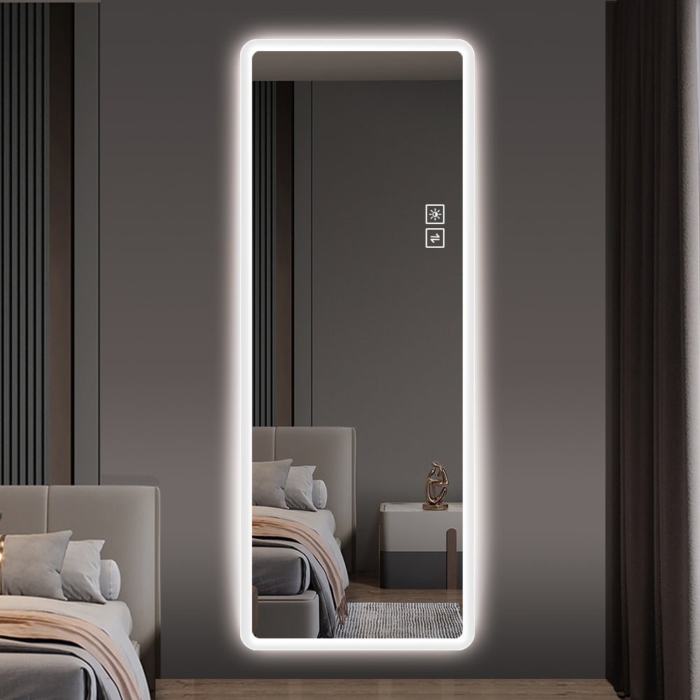 Full Length Mirror Lighted Vanity Body Mirror LED Mirror Wall-Mounted Mirror Big Size Rounded Corners, Bedroom,Living Room