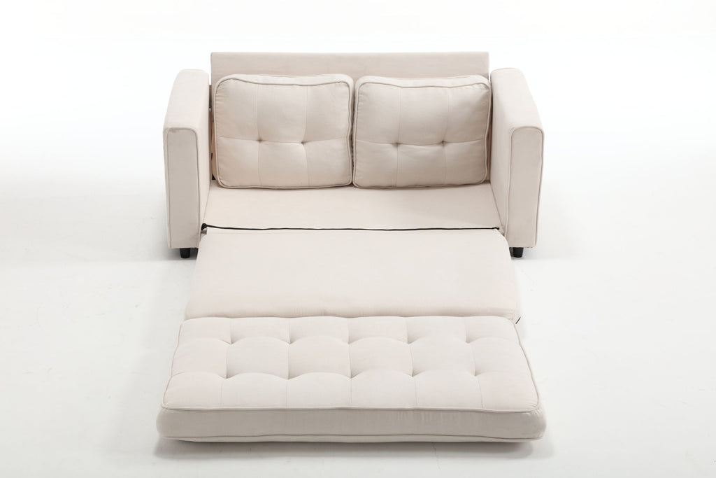 3 Fold Sofa Convertible Futon Couch sleeper sofabed Space saving loveseat Dark Gray & Light Gray & Beige