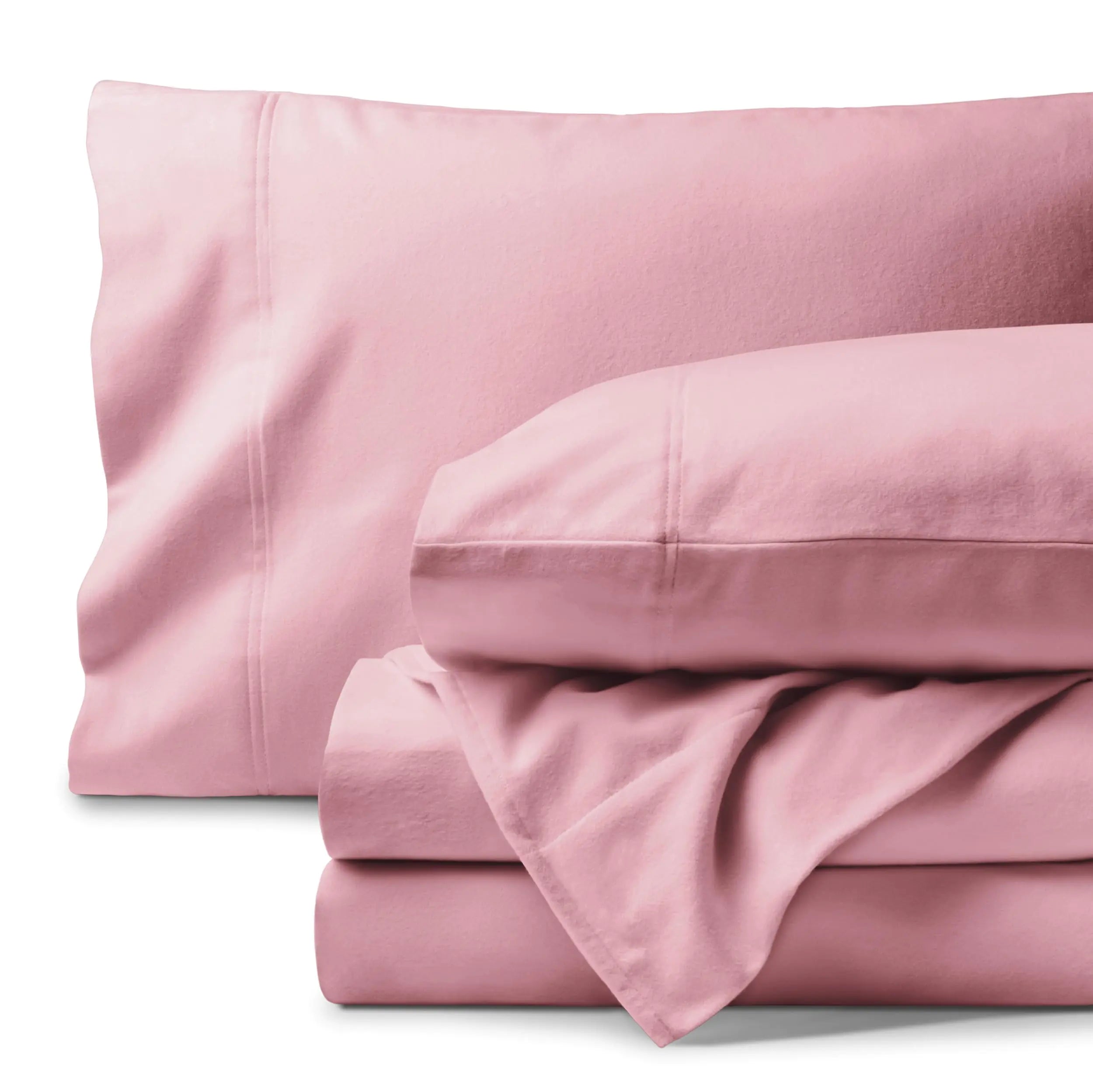 Bare Home Organic Cotton Flannel Sheet Set - Twin XL Size - 100% Cotton - Double Brushed for Extra Softness & Comfort - Warm Cozy and Durable - Breathable - Bed Sheets (Twin Light Pink)