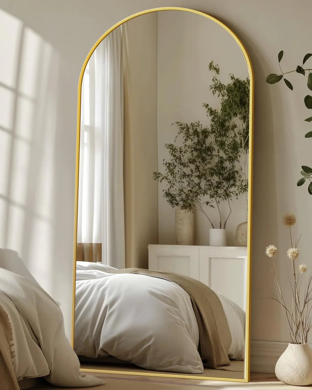 Antok Full Length Mirror 71"x32" Floor Mirror Floor Standing Mirror Freestanding Full Body Mirror with Stand for Bedroom Hanging Mounted Mirror for Living Room Cloakroom Gold