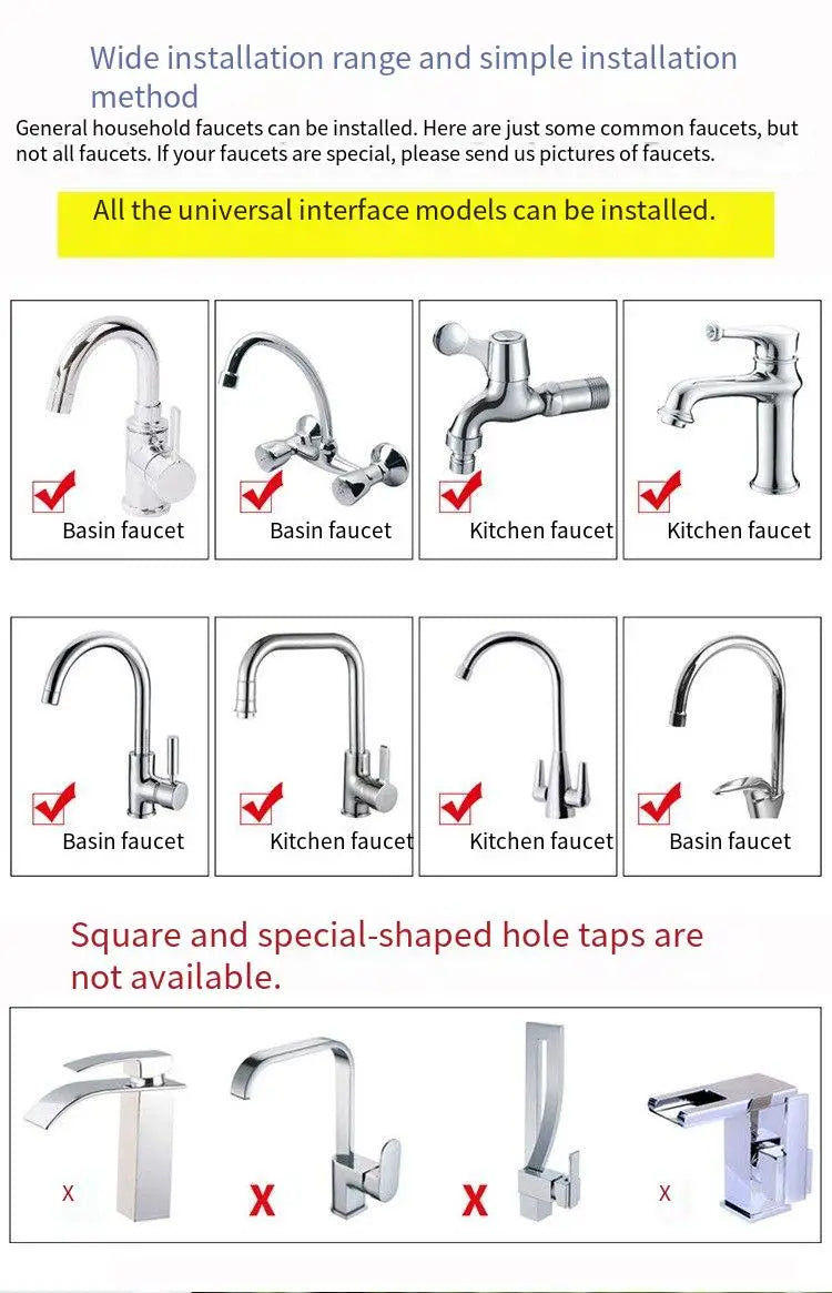 360° Rotatable Faucet Water Filter Purifier for Sinks