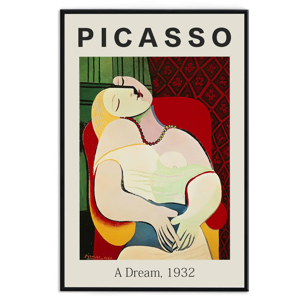 Framed Canvas Print Wall Art A Dream Famous Paintings Artwork By Pablo Picasso Canvas Prints Home Decoration for Living Room Bed Room Office - 16x24in Black Framed
